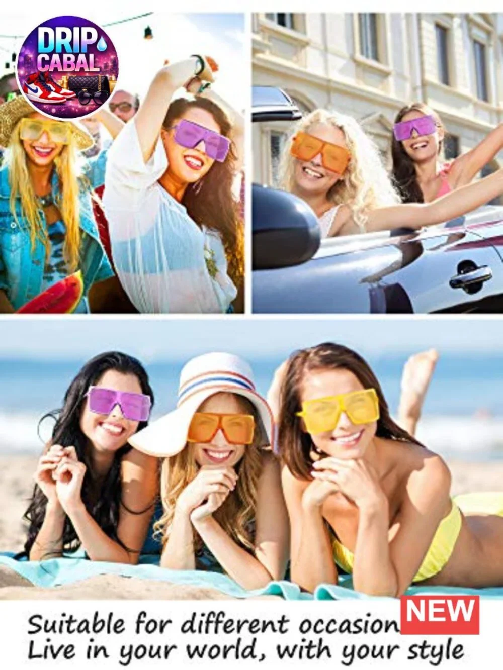3 Pack Oversized Square Sunglasses Fashion Shades Flat Top Retro Shades